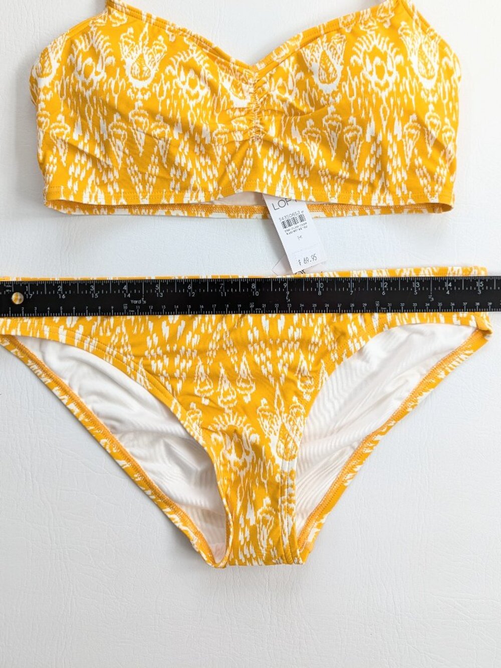 NWT Loft Ikat Print Bikini 2 Piece Set Swim Suit Size Medium Mustard White - Picture 5 of 9